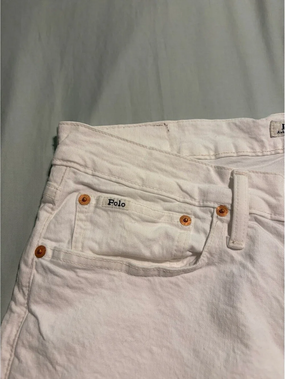 Polo Ralph Lauren Jeans Mens 34x30 White Varick Slim Straight Stretch Denim